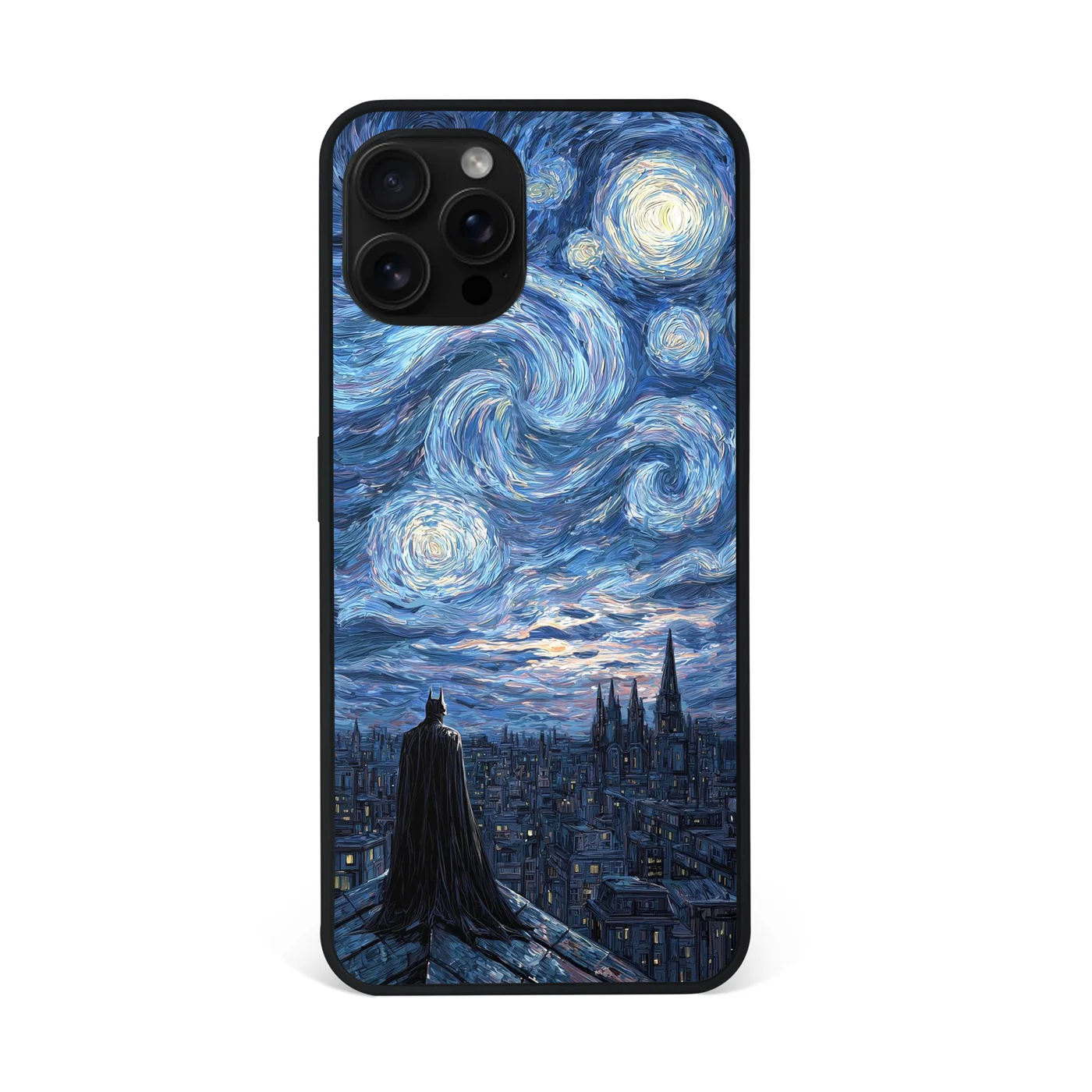 Batman Starry Night Van Gogh Premium Glass Phone Case