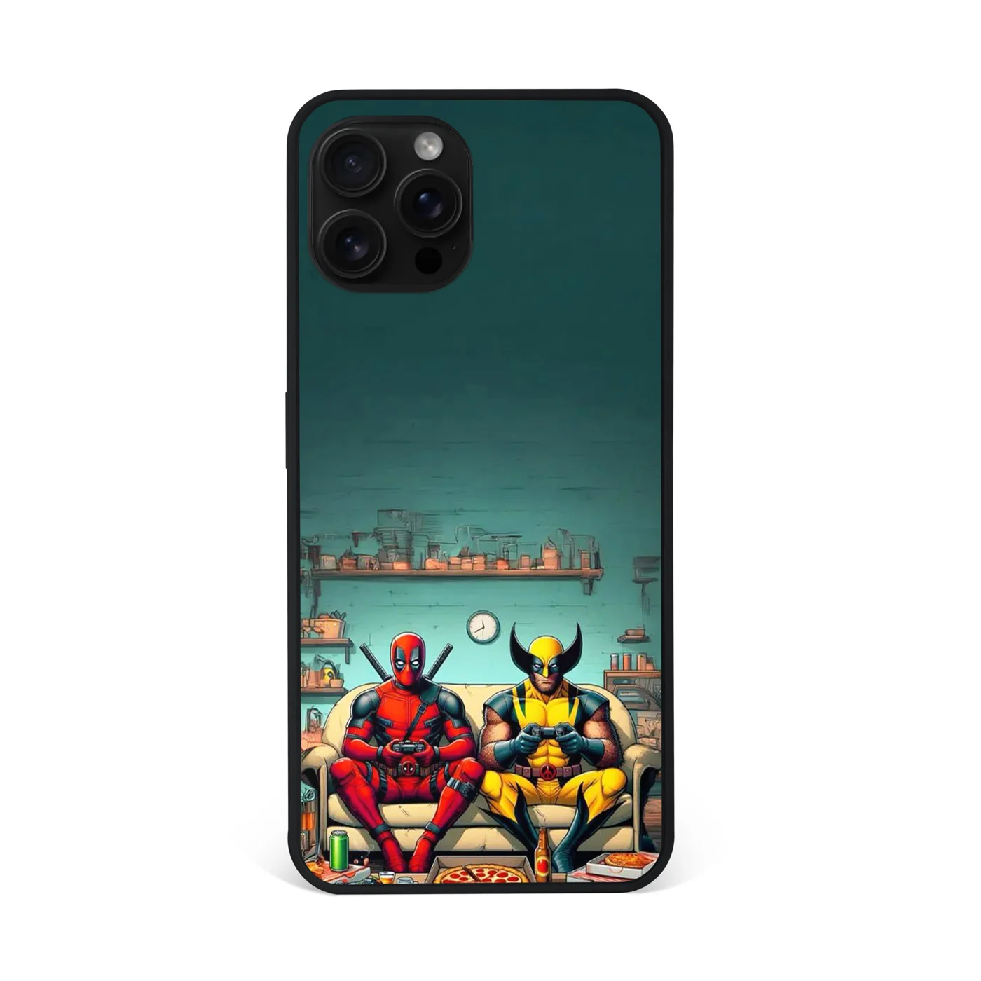 Deadpool Wolverine Gaming Couch Premium Glass Phone Case