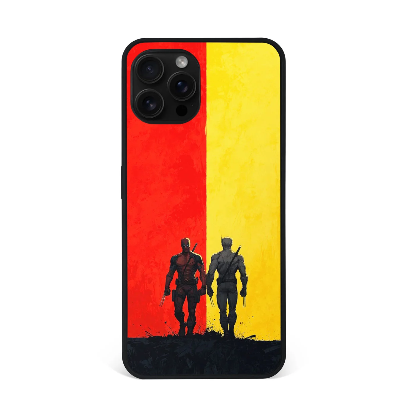 Deadpool Wolverine Silhouette Duo Premium Glass Phone Case