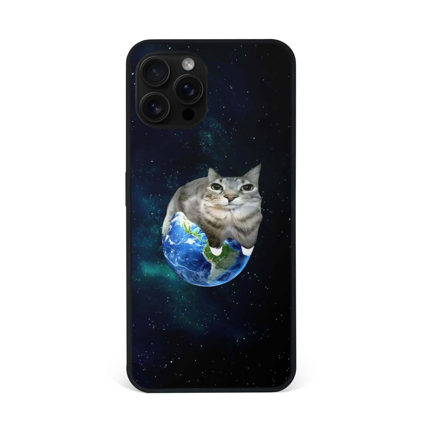 Funny Cosmic Earth Cat Premium Glass Phone Case