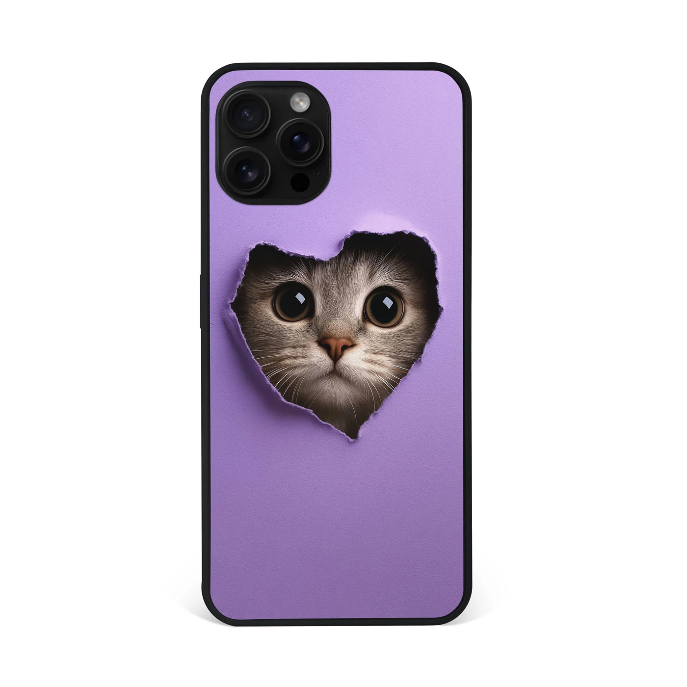 Heart Peek Cat Premium Glass Phone Case