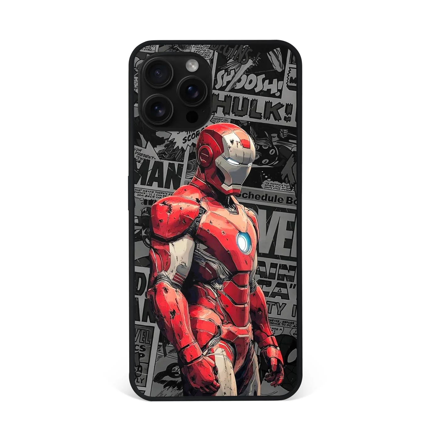 Iron Man Battle Damaged Comic Strip Premium Glass Phone Case