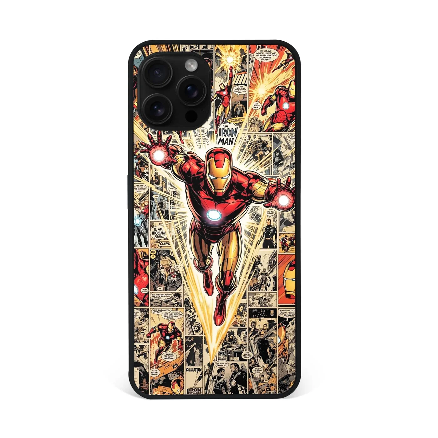 Iron Man Vintage Comic Collage Premium Glass Phone Case