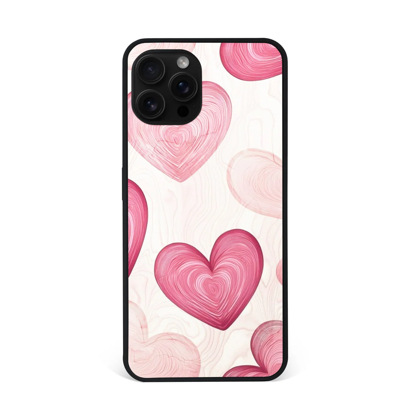 Pink Layered Hearts Pattern Premium Glass Phone Case
