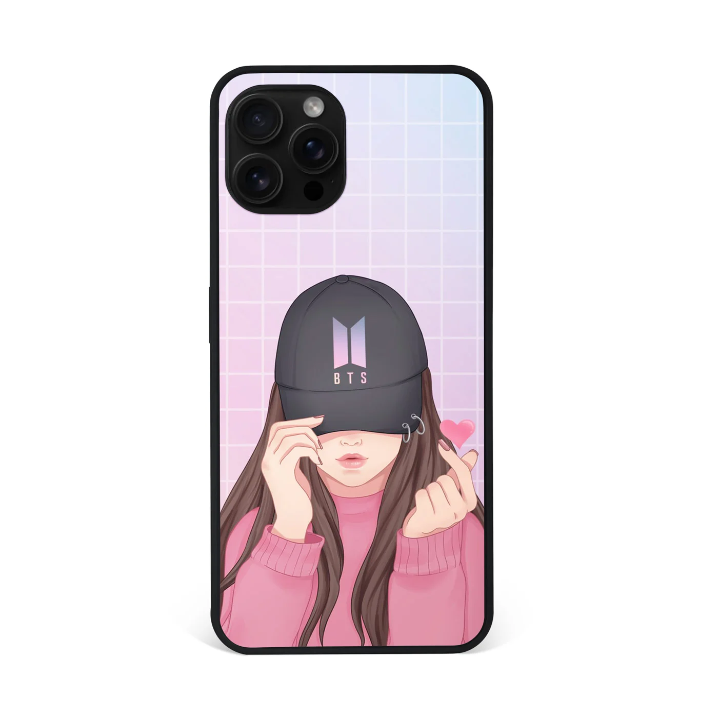 BTS K‑Pop Girl Heart Gesture Premium Glass Phone Case