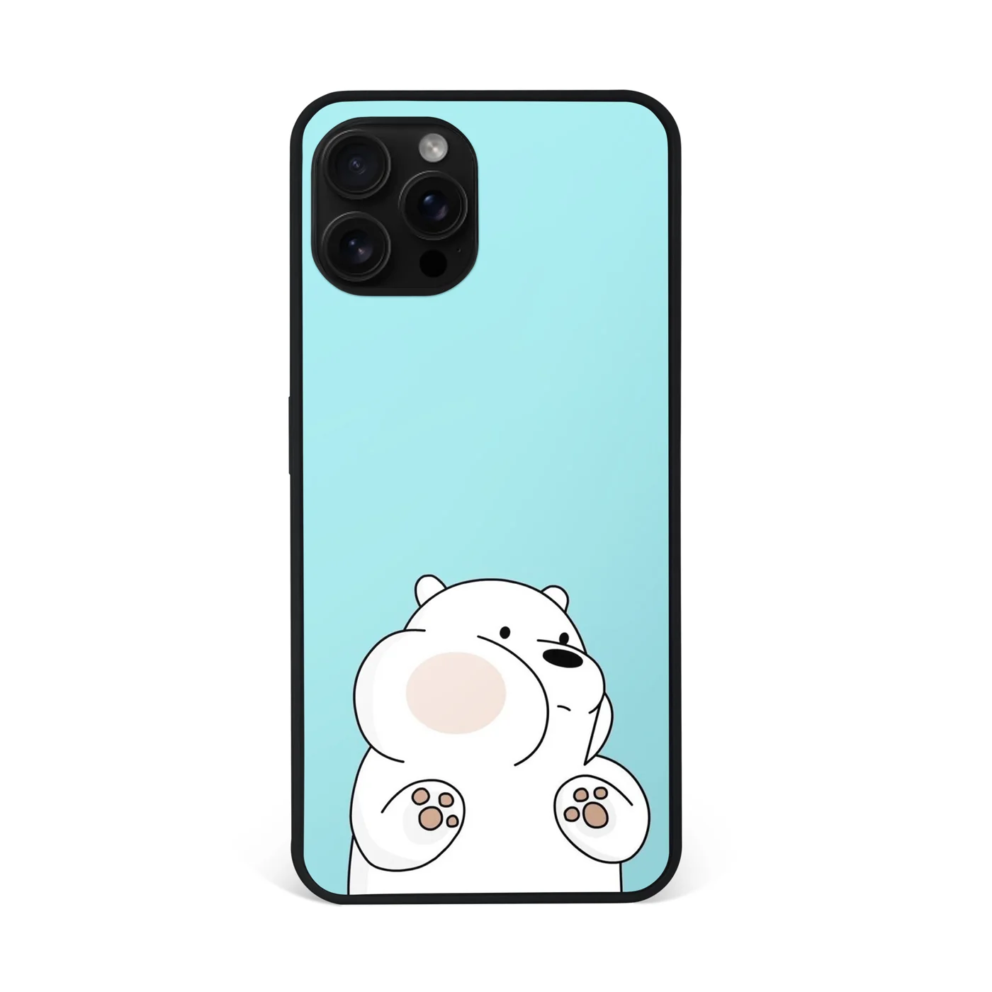 Chubby White Bear Blue Premium Glass Phone Case