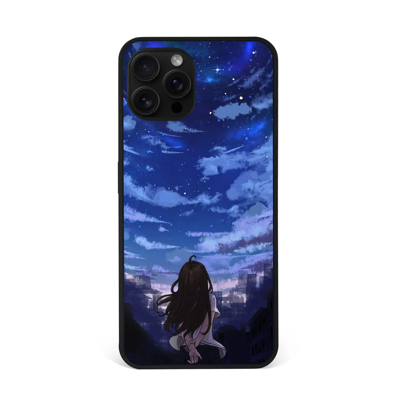 City Girl Under Starry Sky Premium Glass Phone Case