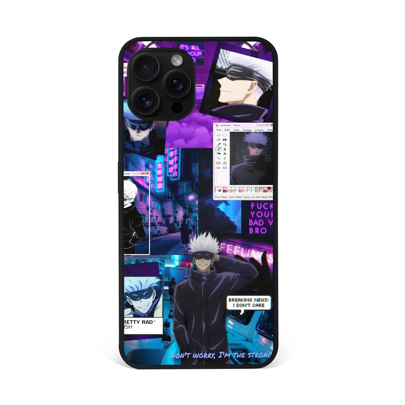Gojo Satoru Jujutsu Kaisen Neon Collage Premium Glass Phone Case