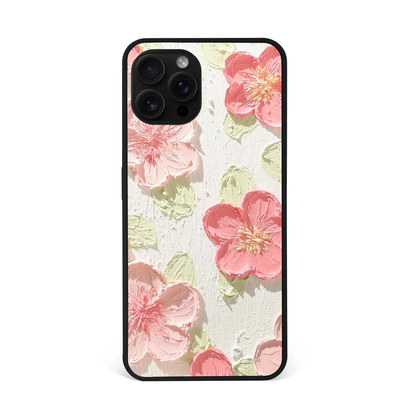 Pastel Pink Oil Flowers Premium Glass Phone Case