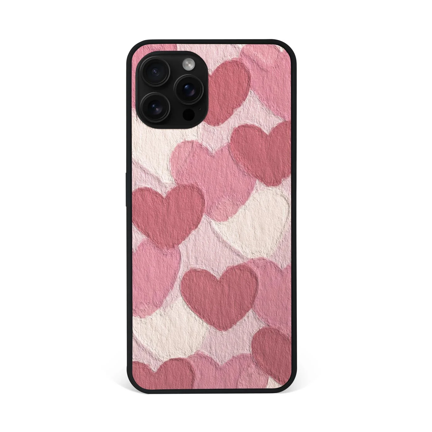 Pink Heart Textured Pattern Premium Glass Phone Case