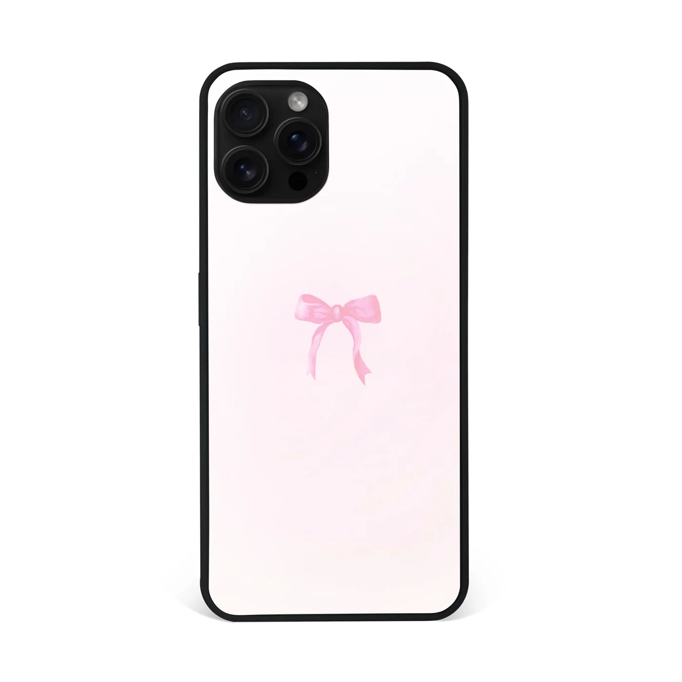 Soft Pink Bow Minimal Premium Glass Phone Case