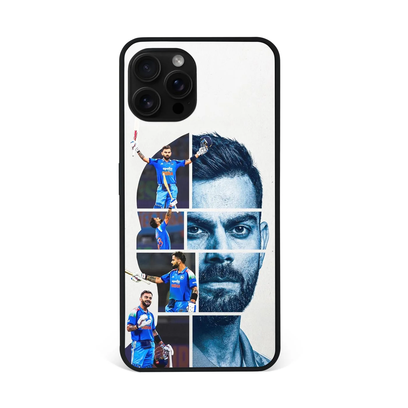 Virat Kohli Cricket Portrait Premium Glass Phone Case